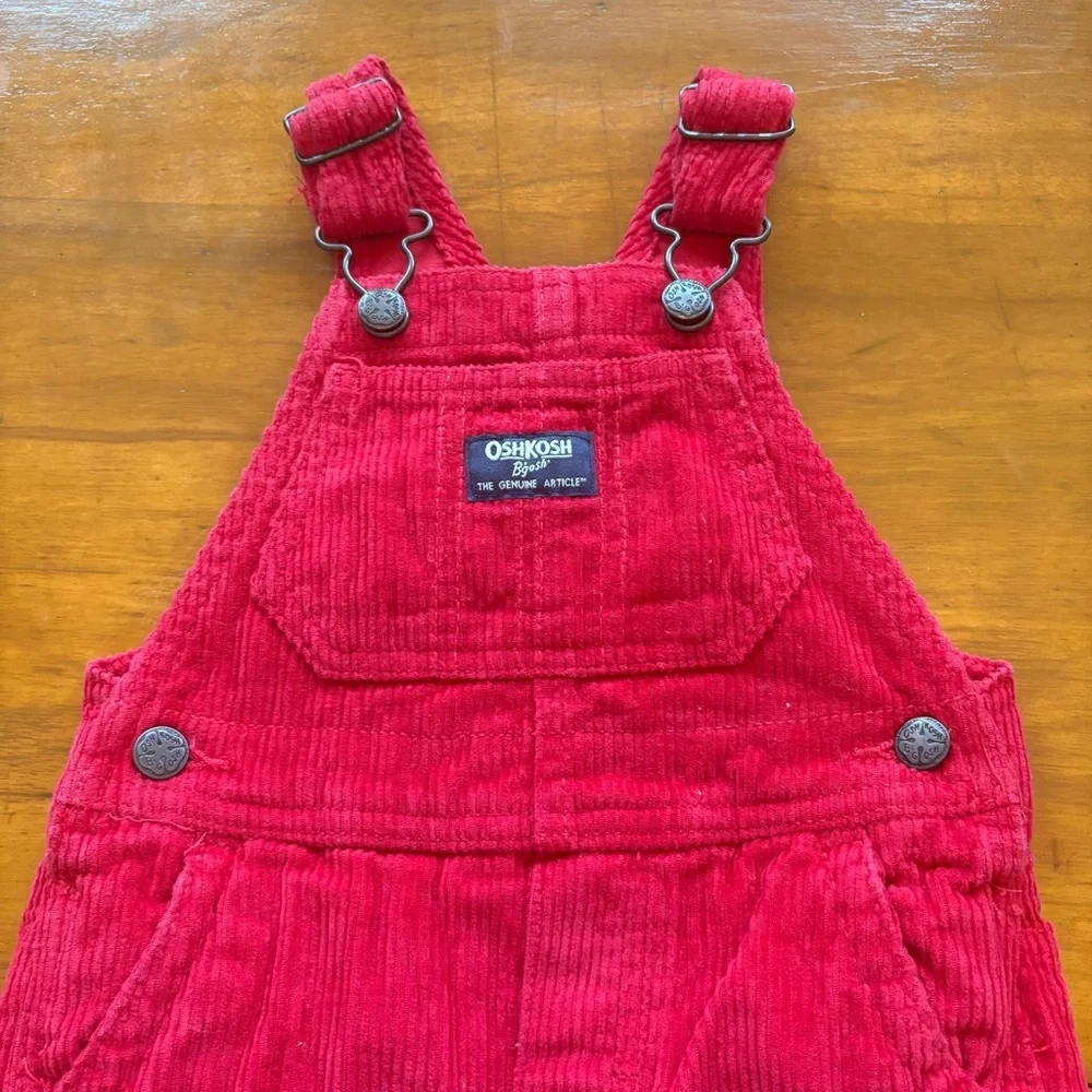 Kids Baby Toddler OshKosh Red Corduroy Overalls Size 12 Months